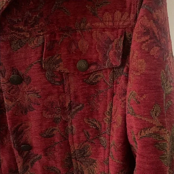 Coldwater Creek Red and Green Floral Blazer - Picture 3 of 4